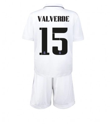 Real Madrid Federico Valverde #15 Hjemmedraktsett Barn 2022-23 Kortermet (+ Korte bukser)